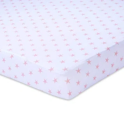 Crib Sheet Set Baby Fitted  2 Pack In Mauve Pink Stars