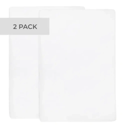 Crib Sheet Set Baby Fitted  2 Pack In Solid White