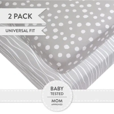 Crib Sheet Set Baby Fitted  2 Pack In Grey & White Abstract