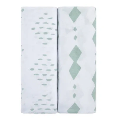 Crib Sheet Set Baby Fitted  2 Pack In Sage Diamond