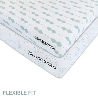 Crib Sheet Set Baby Fitted  2 Pack In Sage Diamond