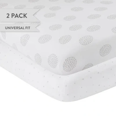 Crib Sheet Set Baby Fitted  2 Pack In Grey Dottie