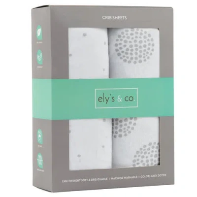 Crib Sheet Set Baby Fitted  2 Pack In Grey Dottie