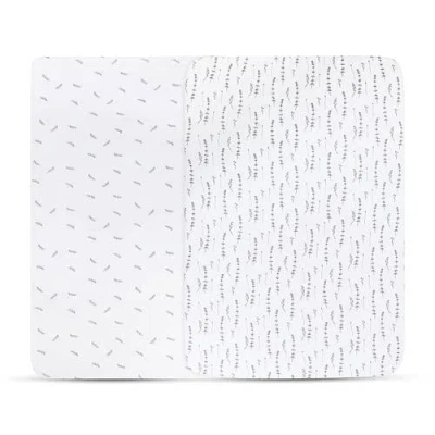Crib Sheet Set Baby Fitted  2 Pack In Forest Grey Leaf
