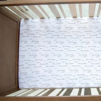 Crib Sheet Set Baby Fitted  2 Pack In Forest Grey Leaf