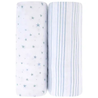 Mini Crib Sheet Baby Fitted Pack N Play In Dusty Blue Stars