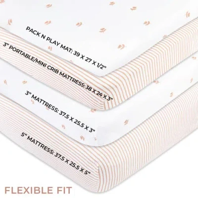 Mini Crib Sheet Baby Fitted Pack N Play In Mauve Tulip & Stripes