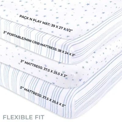 Mini Crib Sheet Baby Fitted Pack N Play In Dusty Blue Stars