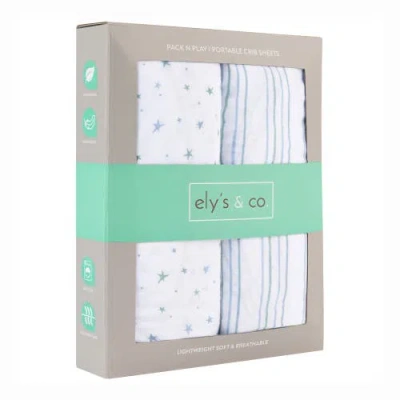 Mini Crib Sheet Baby Fitted Pack N Play In Dusty Blue Stars