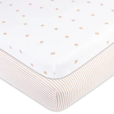Mini Crib Sheet Baby Fitted Pack N Play In Mauve Tulip & Stripes