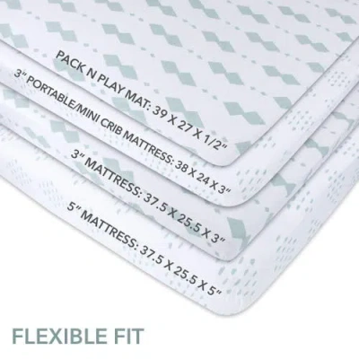 Mini Crib Sheet Baby Fitted Pack N Play In Sage Diamond