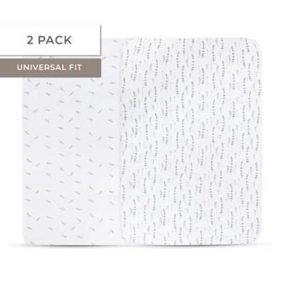 Mini Crib Sheet Baby Fitted Pack N Play In Forest Grey Leaves