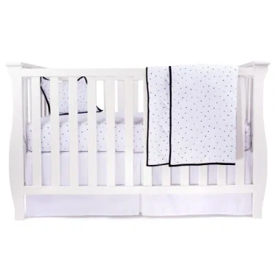 Crib Set Baby Crib Bedding Sets Includes Crib Sheet, Quilted Blanket, Crib Skirt, And Baby Pillowcas In Black & White Polka Dot