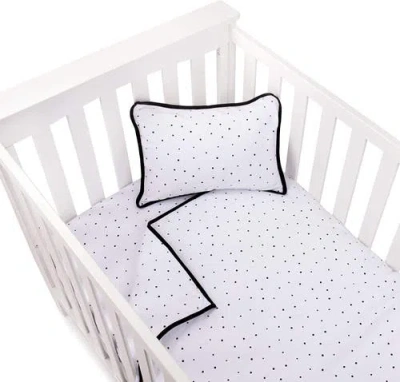 Crib Set Baby Crib Bedding Sets Includes Crib Sheet, Quilted Blanket, Crib Skirt, And Baby Pillowcas In Black & White Polka Dot