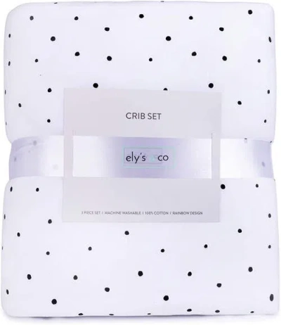 Crib Set Baby Crib Bedding Sets Includes Crib Sheet, Quilted Blanket, Crib Skirt, And Baby Pillowcas In Black & White Polka Dot