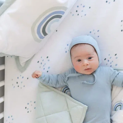 Crib Set Baby Crib Bedding Sets Includes Crib Sheet, Quilted Blanket, Crib Skirt, And Baby Pillowcas In Blue Rainbow