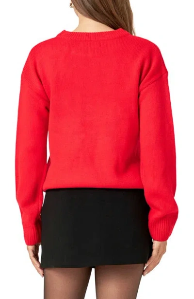 English Factory Party Metallic Sweater In Red