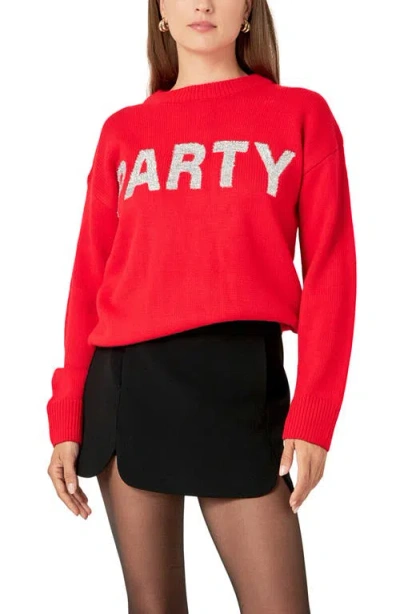 English Factory Party Metallic Sweater In Red