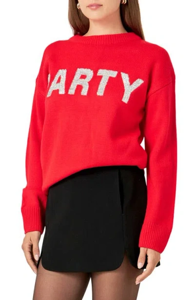 English Factory Party Metallic Sweater In Red