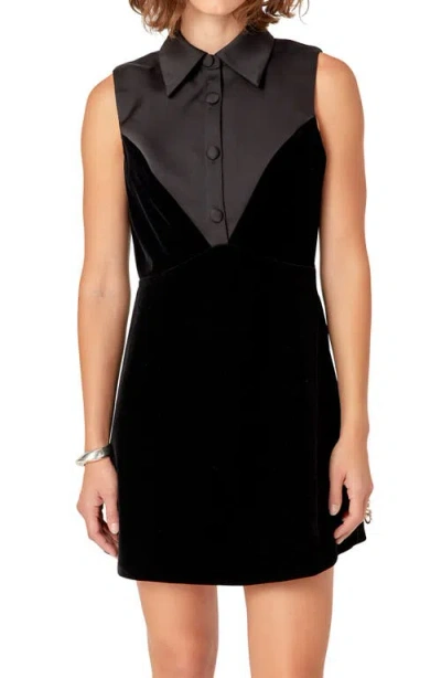 English Factory Women's Velvet Tuxedo Mini Dress In Black