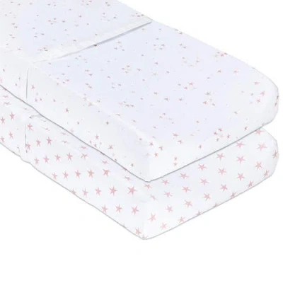 Changing Pad Cover Baby  In Mauve Pink Stars