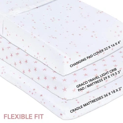 Changing Pad Cover Baby  In Mauve Pink Stars