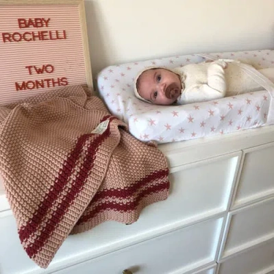 Changing Pad Cover Baby  In Mauve Pink Stars