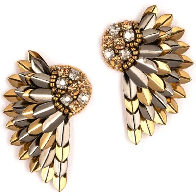 Deepa Gurnani Perry Wing Drop Earrings In Gold/gunmetal