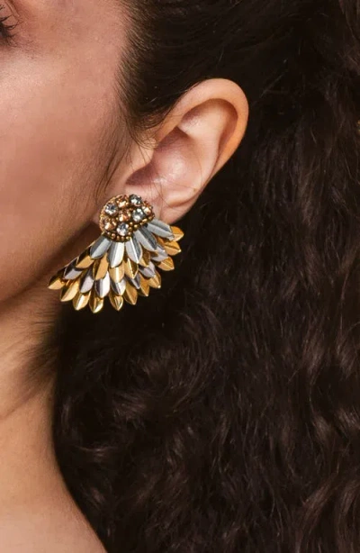 Deepa Gurnani Perry Wing Drop Earrings In Gold/gunmetal