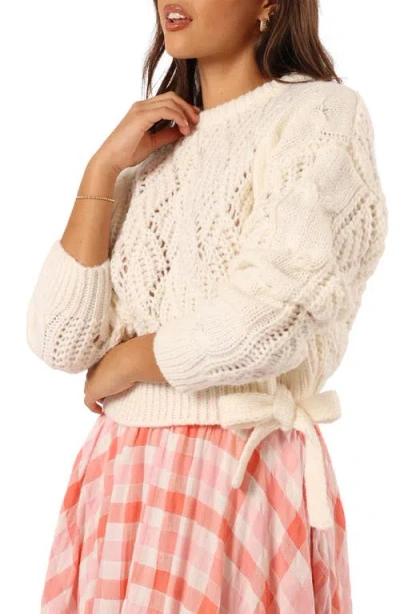 Petal And Pup Petal & Pup Birdie Open Stitch Side Tie Sweater In White