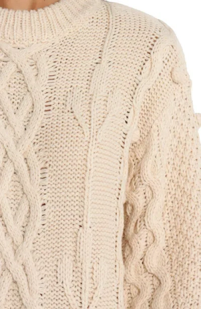 Petal And Pup Petal & Pup Mona Cable Stitch Long Sleeve Sweater Minidress In White