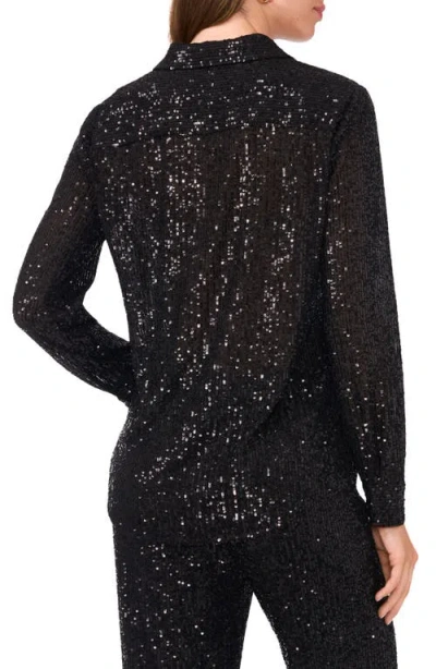 Vince Camuto Womens Metallic Nylon Wrap Top In Rich Black