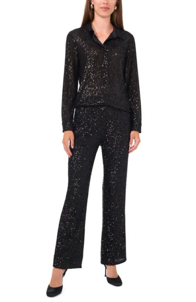Vince Camuto Womens Metallic Nylon Wrap Top In Rich Black