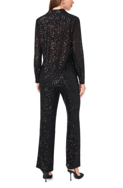 Vince Camuto Womens Metallic Nylon Wrap Top In Rich Black