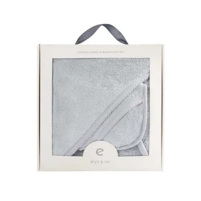 Ely's & Co. Unisex Hooded Towel & Washcloth - Baby In Misty Blue
