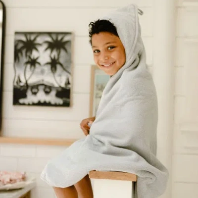 Ely's & Co. Unisex Hooded Towel & Washcloth - Baby In Misty Blue