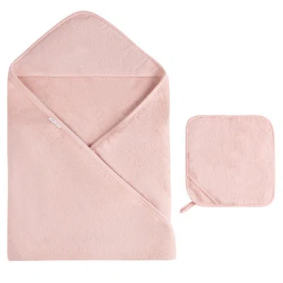 Ely's & Co. Hooded Towel & Washcloth In Pink