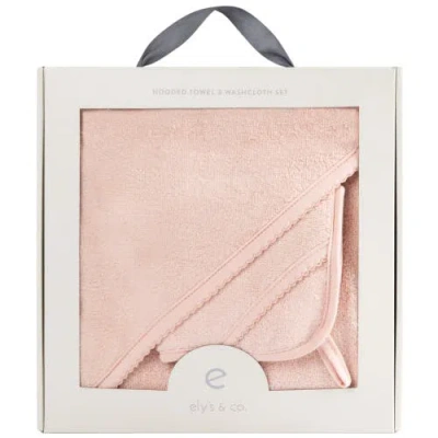 Ely's & Co. Hooded Towel & Washcloth In Pink
