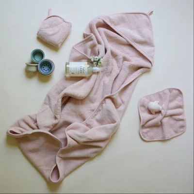 Ely's & Co. Hooded Towel & Washcloth In Pink