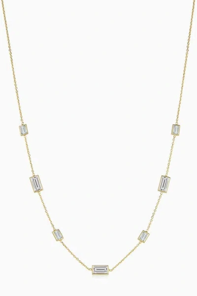 Oradina 14k Gold Fresco Station Necklace In White Zirconia And Topaz