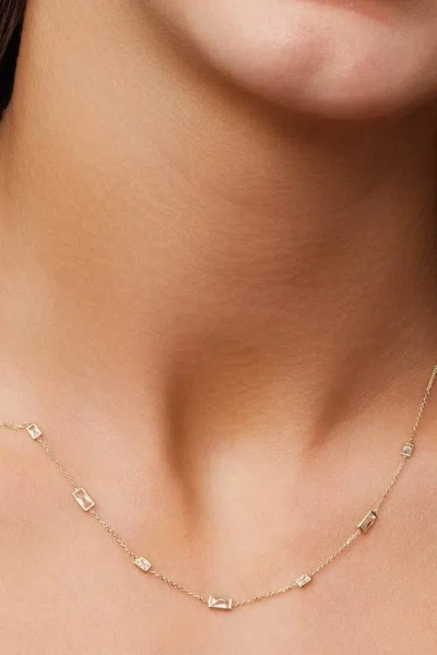 Oradina 14k Gold Fresco Station Necklace In White Zirconia And Topaz