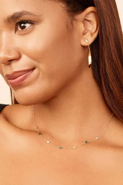 Oradina 14k Gold Fresco Station Necklace In Green And White Zirconia