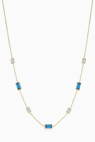 Oradina 14k Gold Fresco Station Necklace In Blue And White Zirconia