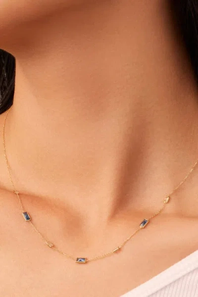 Oradina 14k Gold Fresco Station Necklace In Blue And White Zirconia