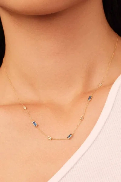 Oradina 14k Gold Fresco Station Necklace In Blue And White Zirconia