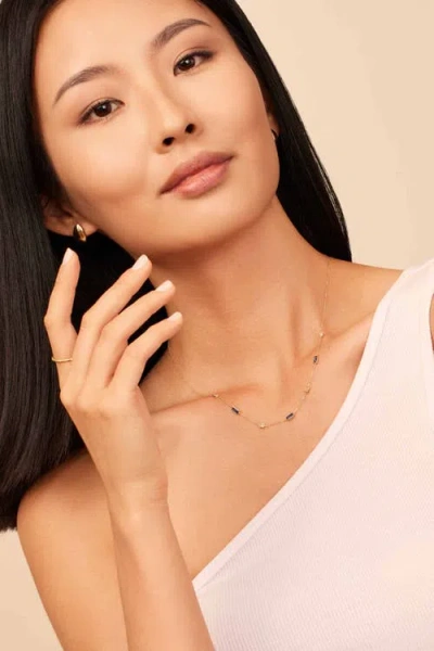 Oradina 14k Gold Fresco Station Necklace In Blue And White Zirconia