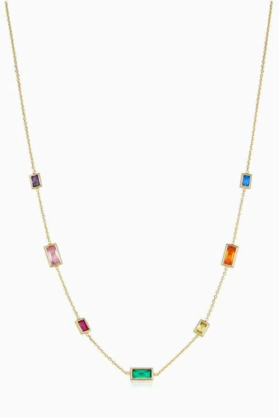 Oradina 14k Gold Fresco Station Necklace In Multicolor Zirconia