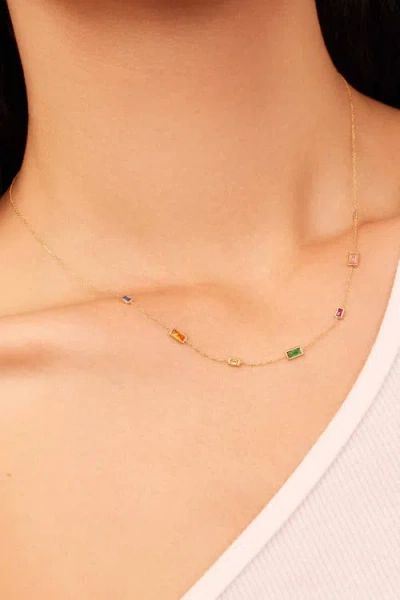 Oradina 14k Gold Fresco Station Necklace In Multicolor Zirconia