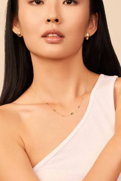 Oradina 14k Gold Fresco Station Necklace In Multicolor Zirconia