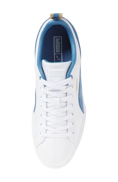 Puma Mayze Leather Women's Sneakers In  White-blue Horizon